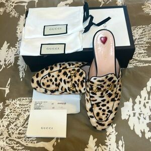 Gucci Princetown Leopard Print Mules ~ Size 40 ~ 9
